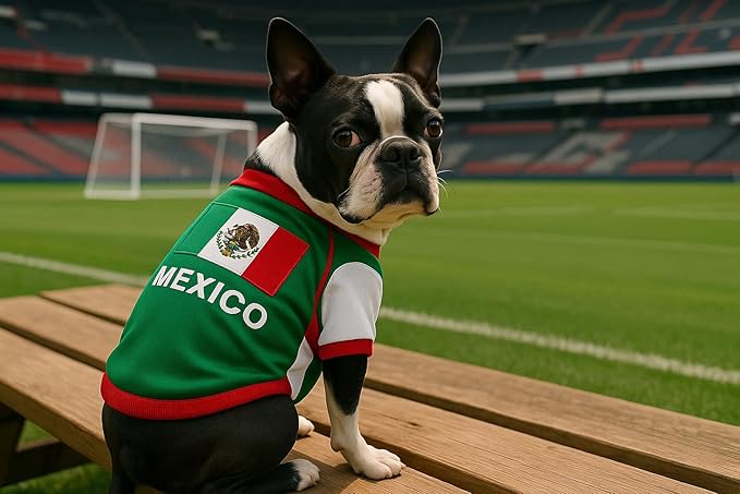 Parisian Dog Mexico Jersey - Breathable Mesh Puppy Football Jersey - Lightweight Stretch Sporty Dog Mexican Outfit - Summer Shirts for Medium Dogs - Soccer Jersey for Dogs - Sportswear Pet Clothes