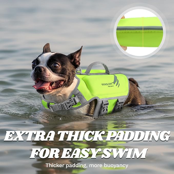 VIVAGLORY High Buoyancy Dog Life Vest, Swimming Vest with Handle, Dog Life Jacket for Swimming & Boating, Buoyancy for Puppy Doggy, S, Bright Yellow