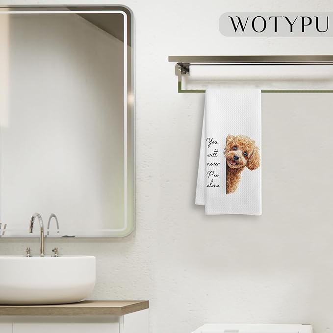Funny Goldendoodle Gift Bathroom Hand Towels, Goldendoodle Gifts, You Will Never Pee Alone Decorative Hand Towels for Guest Bathroom Washroom Half Bath, 16x24 Inch