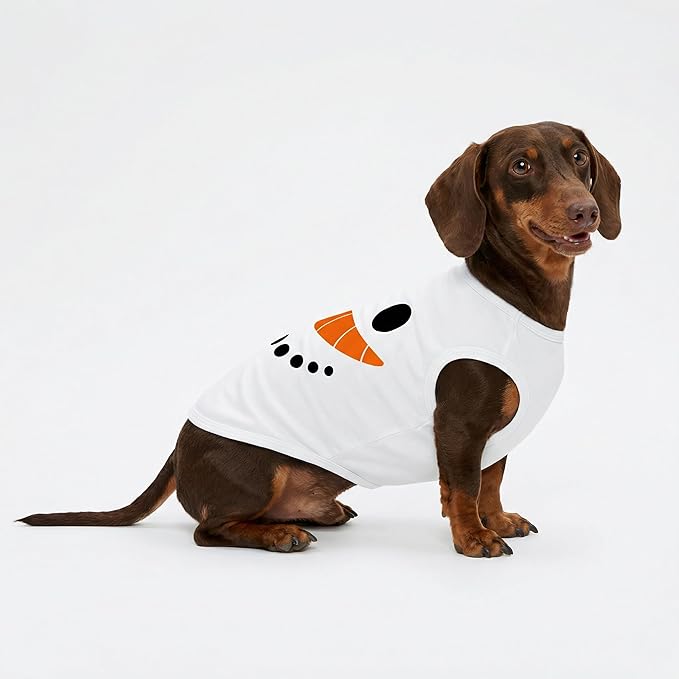 Fitwarm Snowman Dog Christmas Outfit, Holiday Dog Clothes for Small Dogs Boy Girl, Cute Pet Shirt, Black, White, Orange, Small