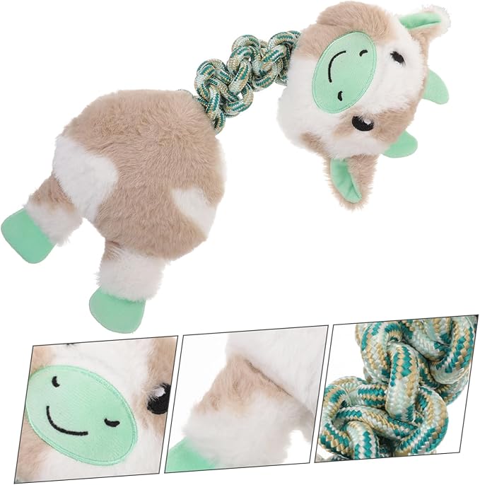 Interesting Cotton Knot Dog Chew Toy Bite-Resistant Puppy Accessory for Teething Safe and Molar Toy Engaging Cow Shape for Independent Play and Relief
