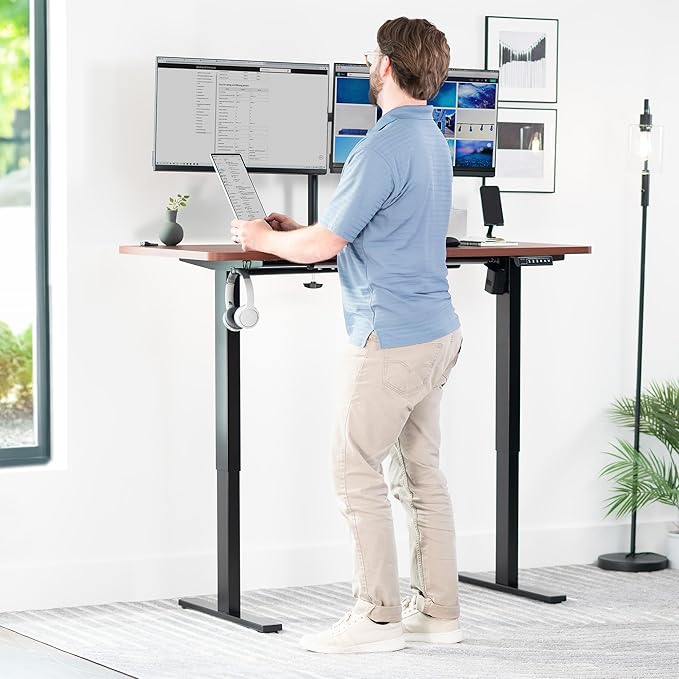 VIVO Universal 55 x 28 inch Solid One-Piece Table Top for Standard and Sit to Stand Height Adjustable Home and Office Desk Frames, Dark Walnut, DESK-TOP55-28D