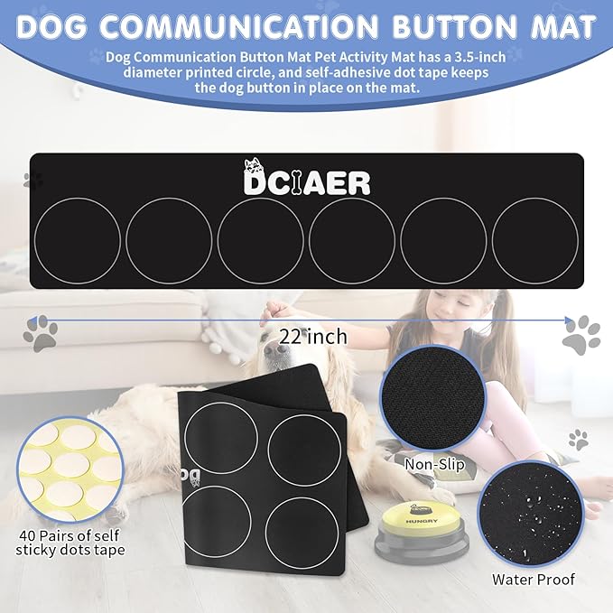 Dog Communication Buttons, 4 Pieces, 30s Recordable Voice, Pet Training Buttons, with Manual, Batteries, 24 Scene Modes, Dog Button Mat