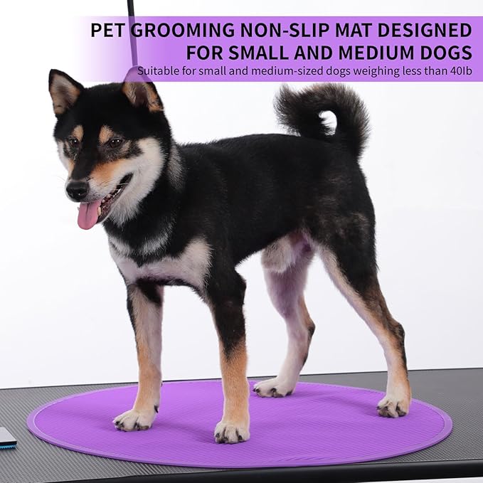 Pet Grooming Table Non-Slip Mat - Padded Mat for at-Home Grooming Dogs and Cats,Bathing Mat for Pets, Diameter: 22.4inch/57cm (Purple, Diameter: 22.4inch/57cm)