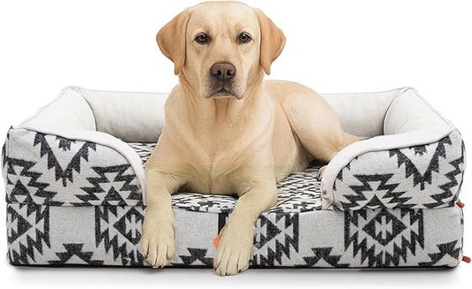 Laifug Large Orthopaedic Advanced Memory Foam Dog Bed, Dog Sofa with Washable and Removable Suede Cover, Waterproof Lining and Non Slip Bottom Black and White, Large (40 "x32 x9)