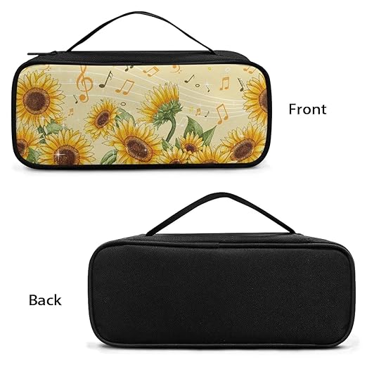 Gomyblomy Sunflower Music Note Stethoscope Bag Large Stethoscope Case with Extra Mesh Pocket for Nurse Accessories Portable Stethoscope Holder Storage for Most Stethoscopes