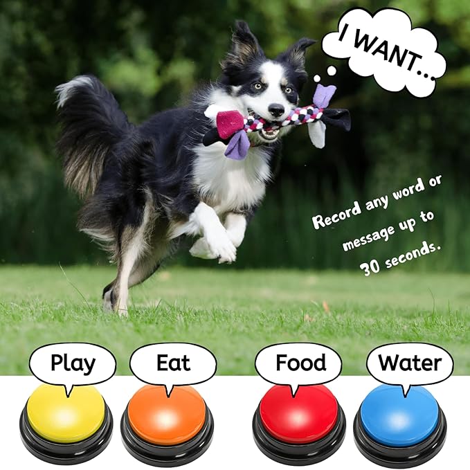 Youeon 6 Pack Voice Recording Button, 6 Colors Dog Buttons for Communication Pet Training Buzzer, 30 Seconds Record & Playback, Funny Record Buttons for Pet, Classroom, Office, Home