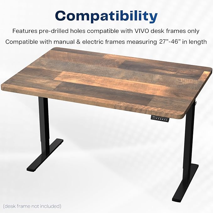 VIVO Reclaimed Wood Universal 48 x 30 inch Solid One-Piece Table Top for Standard and Sit to Stand Height Adjustable Home and Office Desk Frames, DESK-TOP48-30P