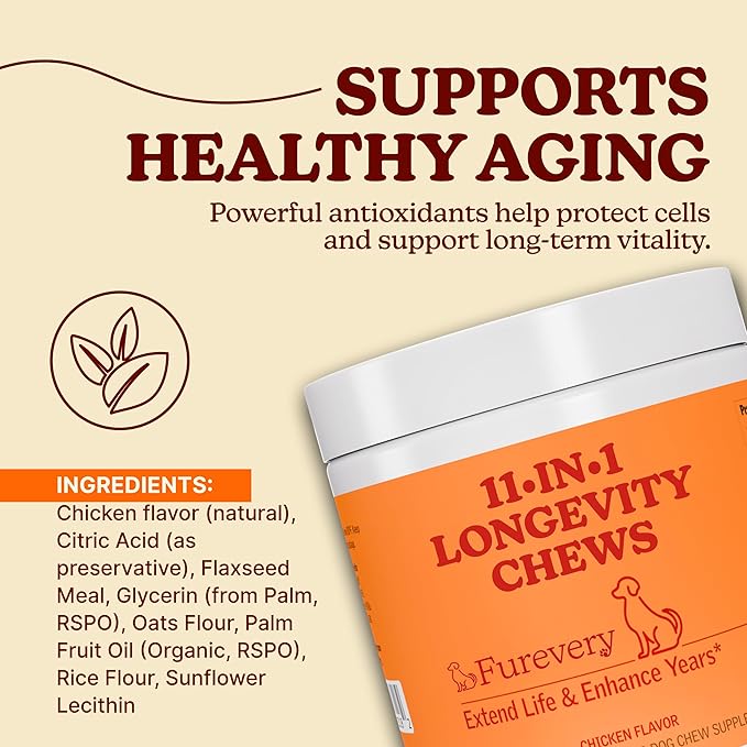 Dog Multivitamin Chews – 11-in-1 Daily Multivitamin for Dogs, Chicken Flavor with Flaxseed, Supports Immune System, Hip & Joint, Skin & Coat, Heart Health, Energy & Vitality, 60 Count