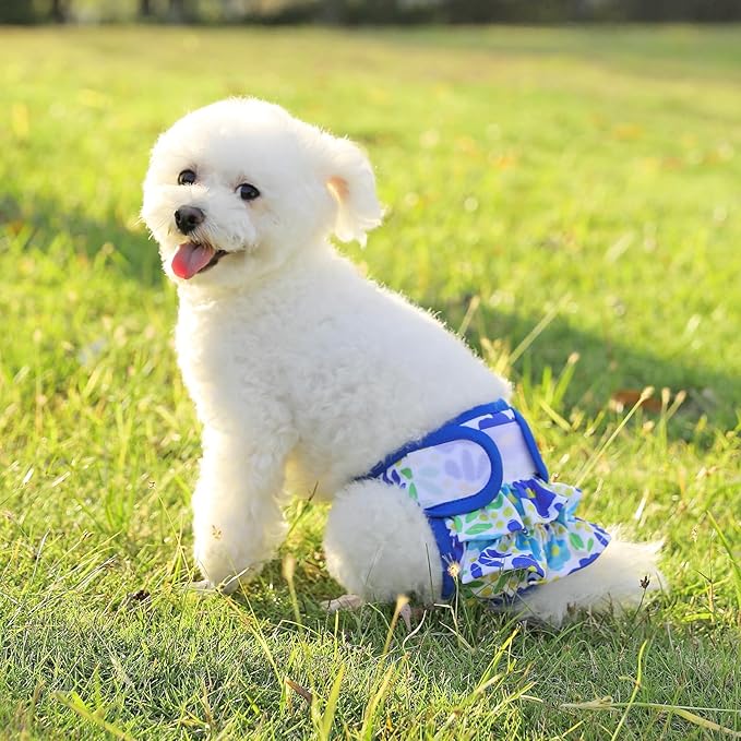 Washable Dog Diapers Female 3 Pack Reusable Highly Absorbent Puppy Diaper, Premium Doggie Diaper, Durable Leak-Proof Dot Doggy Diapers for Period Heat Incontinence Potty Training,S