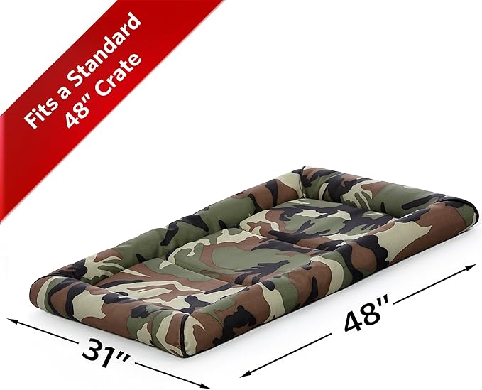 MidWest Homes for Pets XL QuietTime MAXX Ultra-Rugged Dog Bed, Water & Odor Resistant, Bolstered Edge, Non-Slip Bottom, Fits 48-inch Crates, Camo