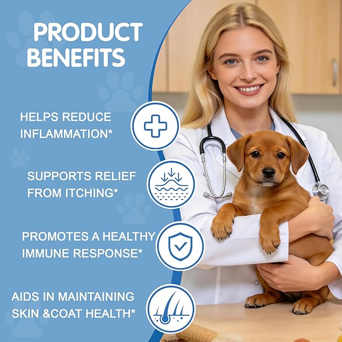 Natural Yeast Infection Treatment for Dogs, Itchy Ears, Skin, Paws & Allergy Relief, Yeast Treatment for Dogs, Supports Gut & Immune Health, Reduces Itching, Irritation & Inflammation, 60ml
