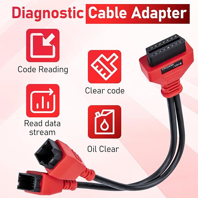 12+8 Pin Connector to OBD2 Adapter, Secutiry Gateway Bypass Cable, 12+8 Cable for Chrysler SGW Equipped FCA Vehicles for Diagnostic, Fit for Scanners MK808 MK808S MX808 MS906 Pro MS908S