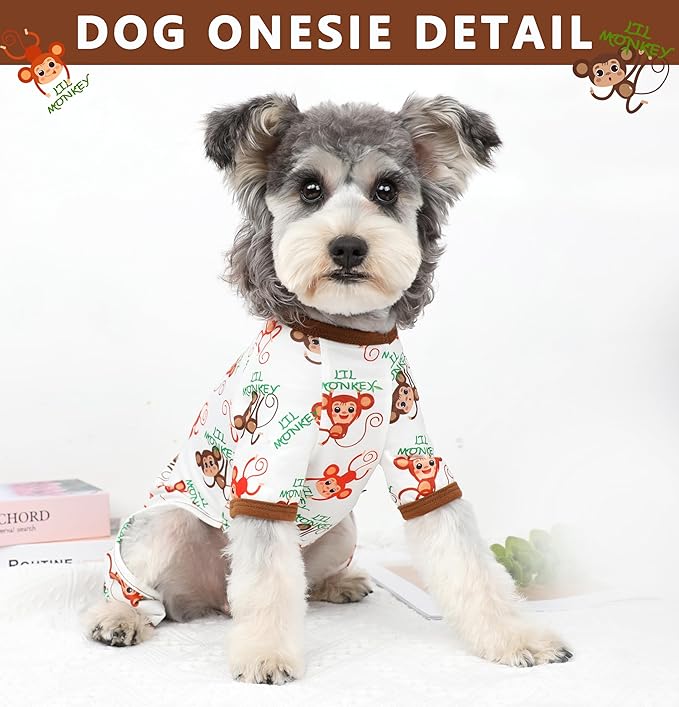 Dog Pajamas Spring Summer Dog Clothes for Small Medium Dogs Girl Boy Cute Soft Puppy Pjs Clothes Doggie Onesies Cat Pet Jammies Outfit (Brown,2XL)