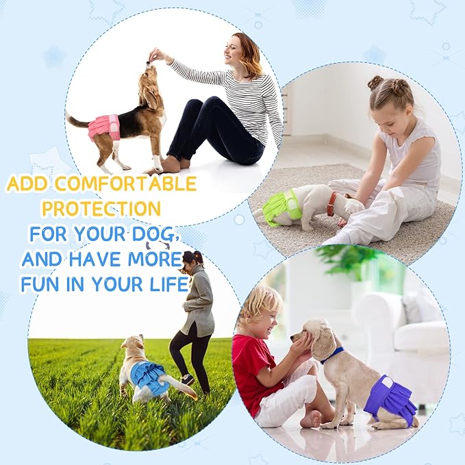 4 Pack Dog Diapers Female Washable Dog Diapers Reusable Puppy Diapers Highly Absorbent Comfortable Doggy Diapers for Dogs in Heat or Excitable Urination(M Candy Color)