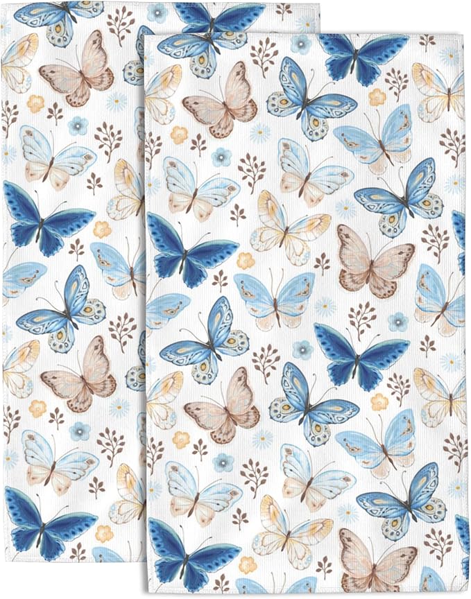 Flying Butterfly Hand Towels for Bathroom Set of 2 Hand Bath Towels Soft Absorbent Decorative Hand Towel for Bathroom Kitchen Yoga Home Decor 14 x 28 in