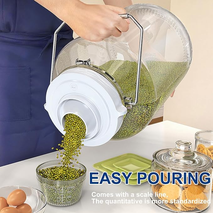 5 Gallon Air Tight Glass Storage Jars, 6.4inch Wide Mouth Canister with Stainless Steel Handle, Large Gallon Glass Jars, Glass Water Jug with Cup for Terrarium, Storage, Dog Treats, Mead Making