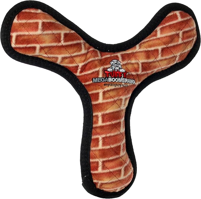 TUFFY - World's Tuffest Soft Dog Toy - MEGA -Multiple Layers. Made Durable, Strong & Tough. Interactive Play (Tug, Toss & Fetch). Machine Washable & Floats (Boomerang Brick, Large 2 Pack)