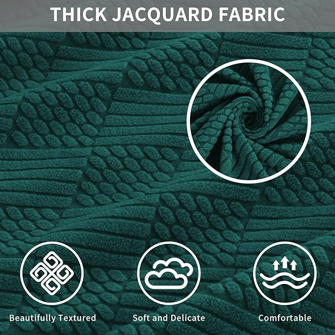 Easy-Going Waterproof Couch Cushion Covers for Couches and Sofas, Stretch Jacquard Sofa Seat Cover Replacement for Dogs, Pets & Kids, Durable Furniture Protector for Chair Cushions, Emerrald Green