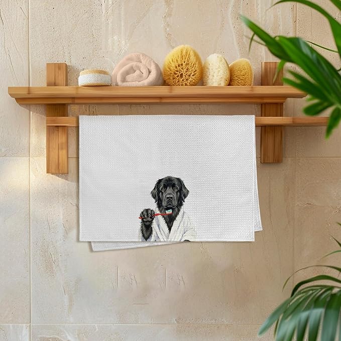Funny Newfoundland Dog Gifts Bathroom Hand Towel, Newfoundland Dog Hand Towel for Bathroom Kitchen Washroom Decor, Funny Dogs Lover Gifts Dish Tea Towels, 16x24 Inch