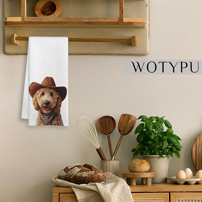 Goldendoodle Gifts Kitchen Towels, Goldendoodle Decor Dish Tea Towel for Kitchen, Funny Golden Doodle Dog Hand Towels for Bathroom Decor, Dog Lover Mom Gifts, 16x24 Inch