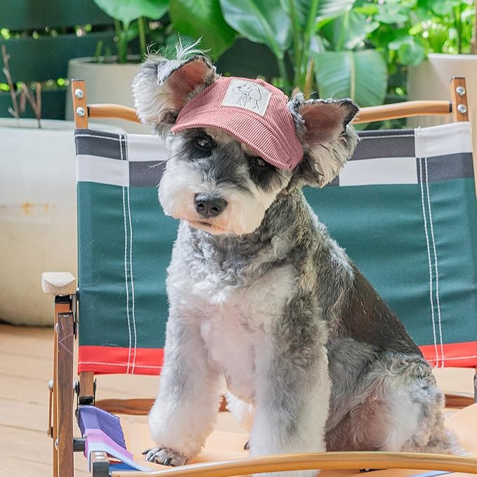 Pet Dog Baseball Cap, Cat Hat, Cat Dog Sun Cap with Ear Holes, Adjustable Puppy Outdoor Sun Hat (Pink, Large)