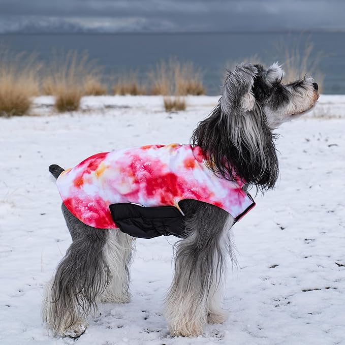 CuteBone Winter Dog Jacket Reversible Vest Soft Coat with Leash Hole for Small to Large Dogs, Windproof, Waterproof, Thick, Adjustable GMF29S