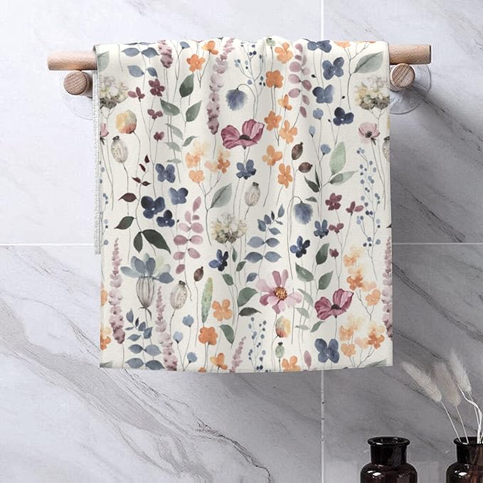 Hand Towels Set of 2 Watercolor Floral Towels for Bathroom Soft Absorbent Decorative Hand Bath Towels Dish Towels for Kitchen Sports Gym Yoga Home Decor 14 x 28 in