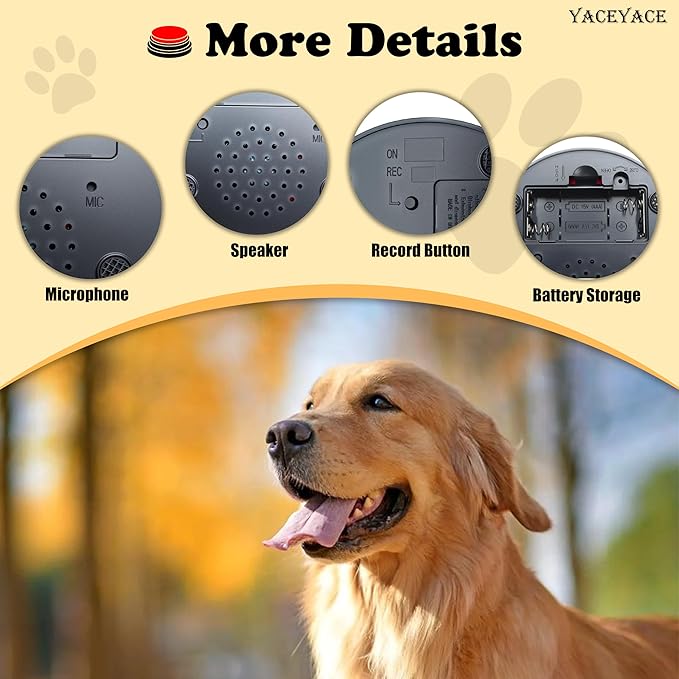 Recordable Button, 1Pcs Red Talking Button for Dogs, 30 Second Record Buttons for Dogs to Communicate, Pets Training