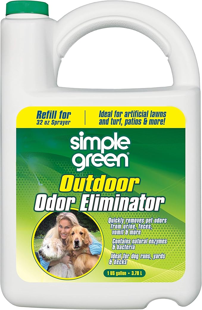 Simple Green Outdoor Odor Eliminator for Pets, Dogs, 1 gallon Refill - Ideal for Artificial Lawns & Patio, Milky White (Pack of 4)