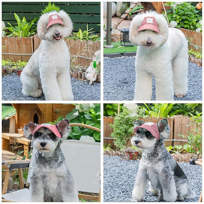 Pet Dog Baseball Cap, Cat Hat, Cat Dog Sun Cap with Ear Holes, Adjustable Puppy Outdoor Sun Hat (Pink, X-Large)