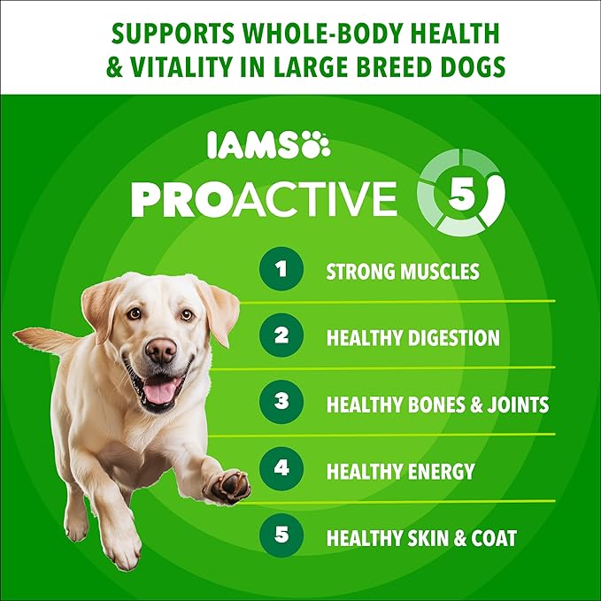 IAMS Proactive Health Large Breed Dry Dog Food, Adult Dry Dog Food for Large Breeds, Chicken, 30 lb. Bag