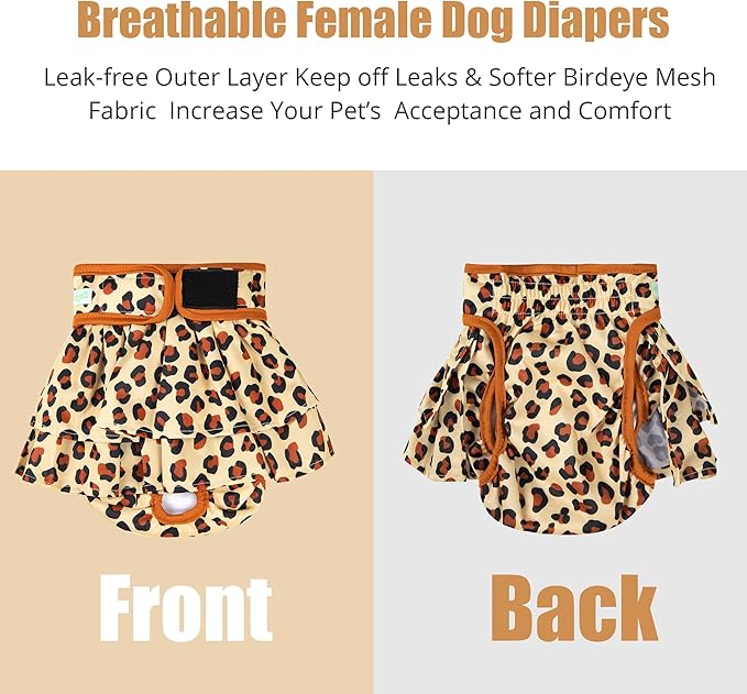wegreeco Dog Diapers Female (3 Pack), Highly Absorbent Puppy Doggie Dog Diapers for Period, Washable Doggy Diapers for Dogs in Heat, Incontinence, or Excitable Urination (Cow Pattern, X-Large)