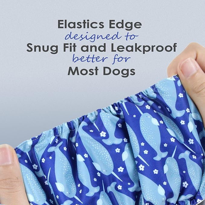 wegreeco Washable Male Dog Belly Band (Stylish Pattern)- Pack of 3 - Washable Male Dog Belly Wrap, Dog Diapers Male (Whale, S)