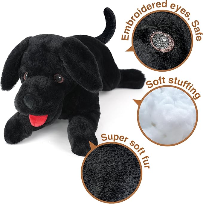 LotFancy Dog Stuffed Animal, 26 inch Black Lab Plush Dog, Realistic Stuffed Dog, Puppy Plush Toy for Kids