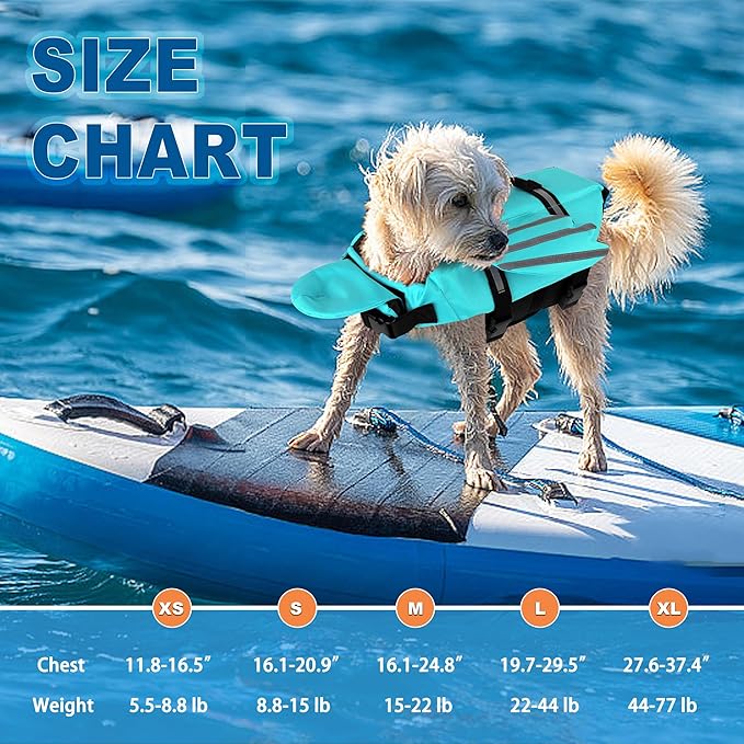 Dog Life Jacket, Wings Adjustable Dog Life Vest with Chin Float Reflective Stripes and Handle, High Buoyancy Puppy Swim Floating Vest for Small Medium Large Dogs - Pine Green, L
