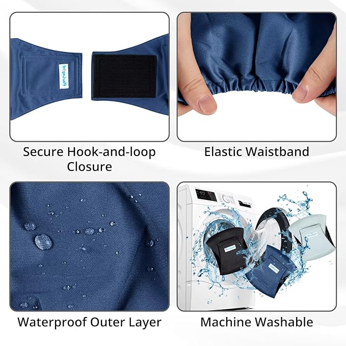 Paw Legend Washable Dogs Diapers Male Dog Belly Bands for Male Dogs Diapers Reusable Puppy & Doggie Diapers Male (3 Pack, X-Large)