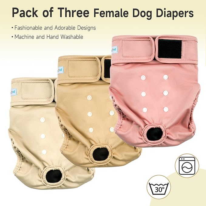 Paw Legend Washable Reusable Female Dog Period Diapers for Heat Doggie Puppy Diapers for Female Dogs (3 Pack,X-Small)