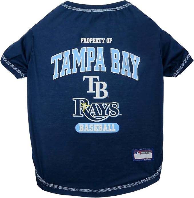 MLB Tampa Bay Rays Dog T-Shirt, X-Large. - Licensed Shirt for Pets Team Colored with Team Logos. - Premium Stretchable Materials for The Comfort of Your Dog & cat.