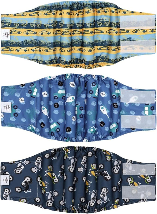 CuteBone Dog Diapers Male Belly Bands 3 Pack for Male Dogs Reusable Puppy Wraps