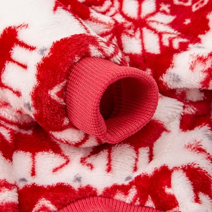 POMIU Dog Sweater, Dog Sweaters for Small Medium Dogs or Cat, Warm Soft Flannel Pet Clothes for Dogs Girl or Boy, Dog Shirt Coat Jacket (Xmas Red+Xmas White, Small)