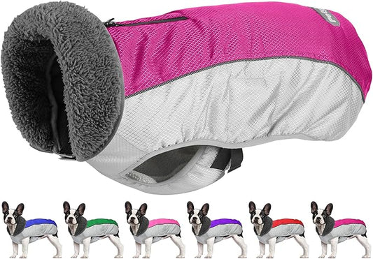 Dog Coat, Waterproof Ripstop Dog Winter Jacket with Leash Hole, Reflective Adjustable Warm Pet Fleece Snow Sweater for Small Medium Large Dogs - Rosy Red, M