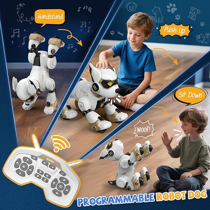Robot Dog for Kids, Remote Control Dog with Voice Touch Interaction and lmitation Show, Programmable Gesture Sensing Dog Robot, Singing, Dancing, Talking, Smart Stunt Robot Dog Toy Gift for Boys Girls