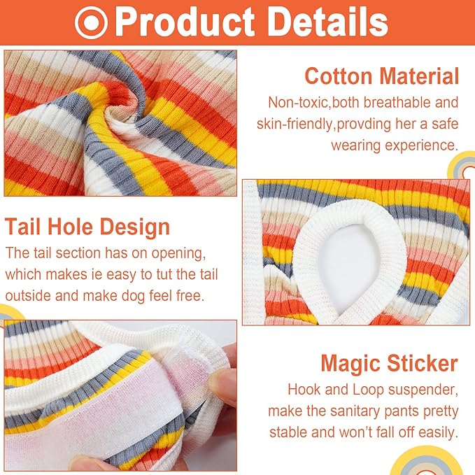 QBLEEV Dog Diapers Female Washable Sanitary Pantie with Adjustable Suspender, Reusable Doggie Diaper Puppy Diapers Male Cute Pet Period Panties for Dogs in Heat, Dog Underwear for French Bulldog XL