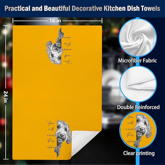 Orange and Pink Funny Goldendoodle Gifts Bathroom Hand Towels, Goldendoodle Gifts Decorative Hand Tea Towels for Bath Room Washroom Restroom Toilet, Dog Bathroom Decor，16x24 Inches Set of 2