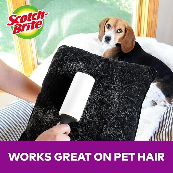 Scotch-Brite Pet Hair Lint Roller Twin Pack, Picks Up Fur On Furniture, And Clothes, 2 Rollers, 70 Sheets Per Roller, 140 Sheets Total
