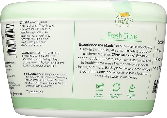 Citrus Magic Odor Absorbing Solid Air Freshener, Fresh Citrus, 20-Ounce, (Pack of 6)