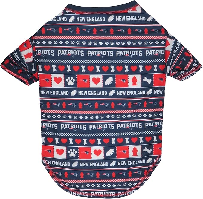 PET SHIRT for Dogs & Cats - NFL NEW ENGLAND PATRIOTS Dog Ugly Tee Shirt, Large. - Cutest Pet Tee Shirt for the real sporty pup