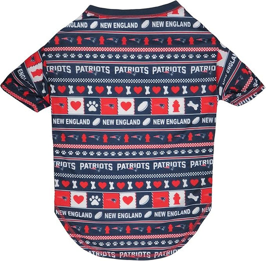 PET SHIRT for Dogs & Cats - NFL NEW ENGLAND PATRIOTS Dog Ugly Tee Shirt, Large. - Cutest Pet Tee Shirt for the real sporty pup