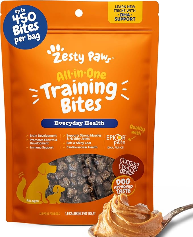 Zesty Paws Training Treats for Dogs & Puppies - Dog Treats for Training - Healthy Dog Chews for Hip, Joint & Muscle Health - for All Breeds and Ages - PB Flavor - 8oz